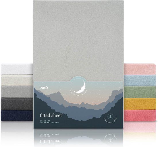 Blumtal Laleni Premium Hoeslaken Kids - 100% Katoen - 50 x 90 x 10 cm - Moonlight Grey - Set van 2