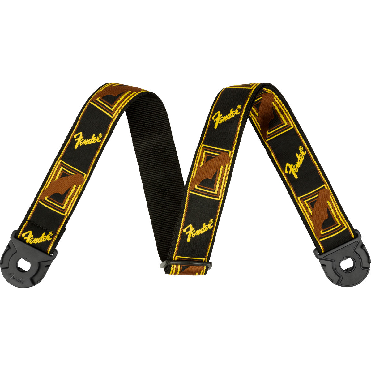 Fender Quick Grip Locking End Strap Black Yellow Brown