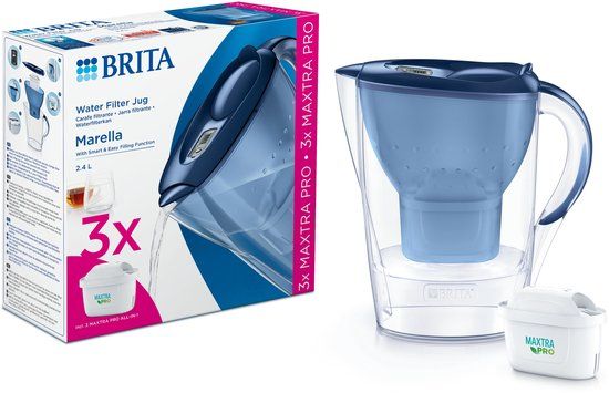 BRITA Marella Cool Waterfilterkan - 2,4L - Blauw - incl. 3 MAXTRA PRO ALL-IN-1 waterfilterpatronen