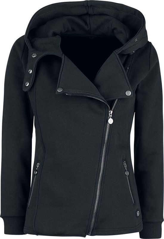 R.E.D. by EMP Zwart sweatjack met capuchon in bikerstijl - Dames - M
