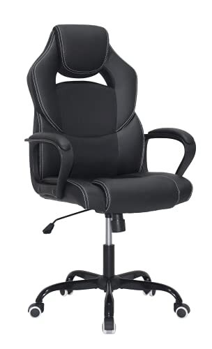 Songmics Bureaustoel, ergonomische gamingstoel, kantelmechanisme, in hoogte verstelbaar, ademende bureaustoel, zwart OBG025B01