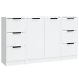 vidaXL Dressoirs, 3 stuks, wit, van houtvezel