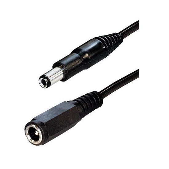 Transmedia Verlengkabel met DC (m) connector - 2,5 x 5,5 mm - 12V / 0,5A - 5 meter - Zwart