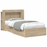 vidaXL Bedombouw met opslag Sonoma Eiken 90 x 190 cm Bewerkt hout