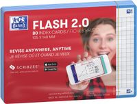 Oxford Flash 2.0 - Flashcards - Geruit 5mm - A6 - Turquoise rand - 80 stuks
