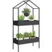 Support de plantes à 2 étages en forme de maison, 150 cm de haut, porte-fleurs avec crochets, métal noir