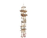 Merkloos Relaxdays schelpen windgong - drijfhout - 107 cm