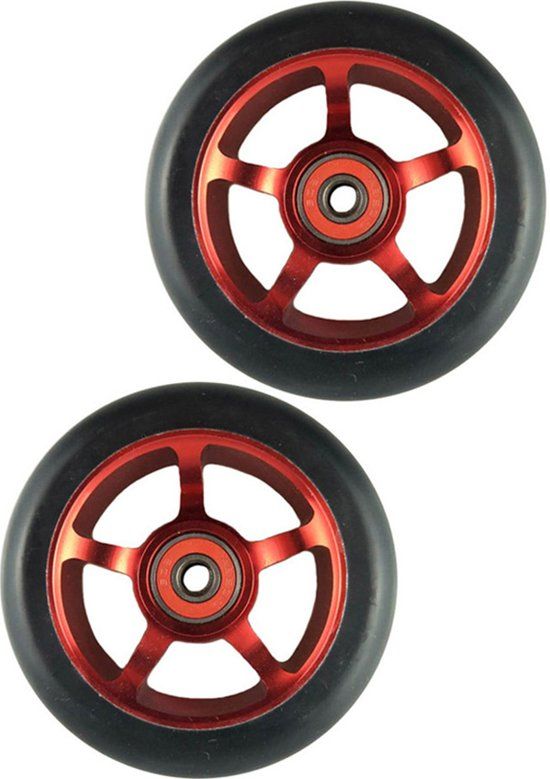 Funsport 2pack Aluminium 100mm Stuntstep Wielen - Rood