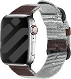 Strap-it Canvas/Nylon Bandje – ademend, verstelbaar, lichtgewicht – Grijs – geschikt voor Apple Watch 1/2/3/4/5/6/7/8/9/10/11/SE/Ultra (2/3) - 44/45/46/49mm