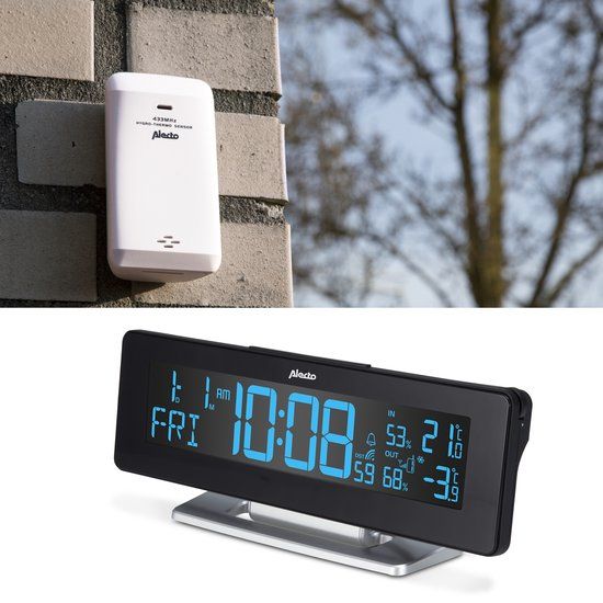 Alecto WS-2500 Wekker met weerstation - Zwart-Zilver