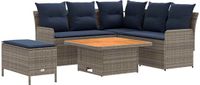 vidaXL Loungeset 5-delig PE Rotan Grijs en Marineblauw