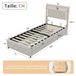 StarTech Bol Kinder- en jeugdbed - Gestoffeerd bed 90 x 200 cm - Houten frame met LED-verlichting - USB-oplaadfunctie - 2 lades voor opbergruimte - Lattenbodem zonder matras - Beige