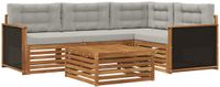 vidaXL Hoek loungeset 5-delig Naturel en lichtgrijs Polyester Inclusief tafel