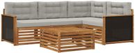 vidaXL Ensemble de salon d'angle 5 pièces Naturel et gris clair Polyester Incluant table