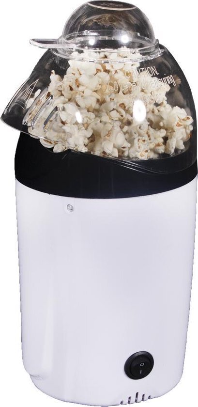 Esperanza hetelucht popcornmaker - popcornmachine - zonder olie - klaar in 2 minuten - 1200w - wit