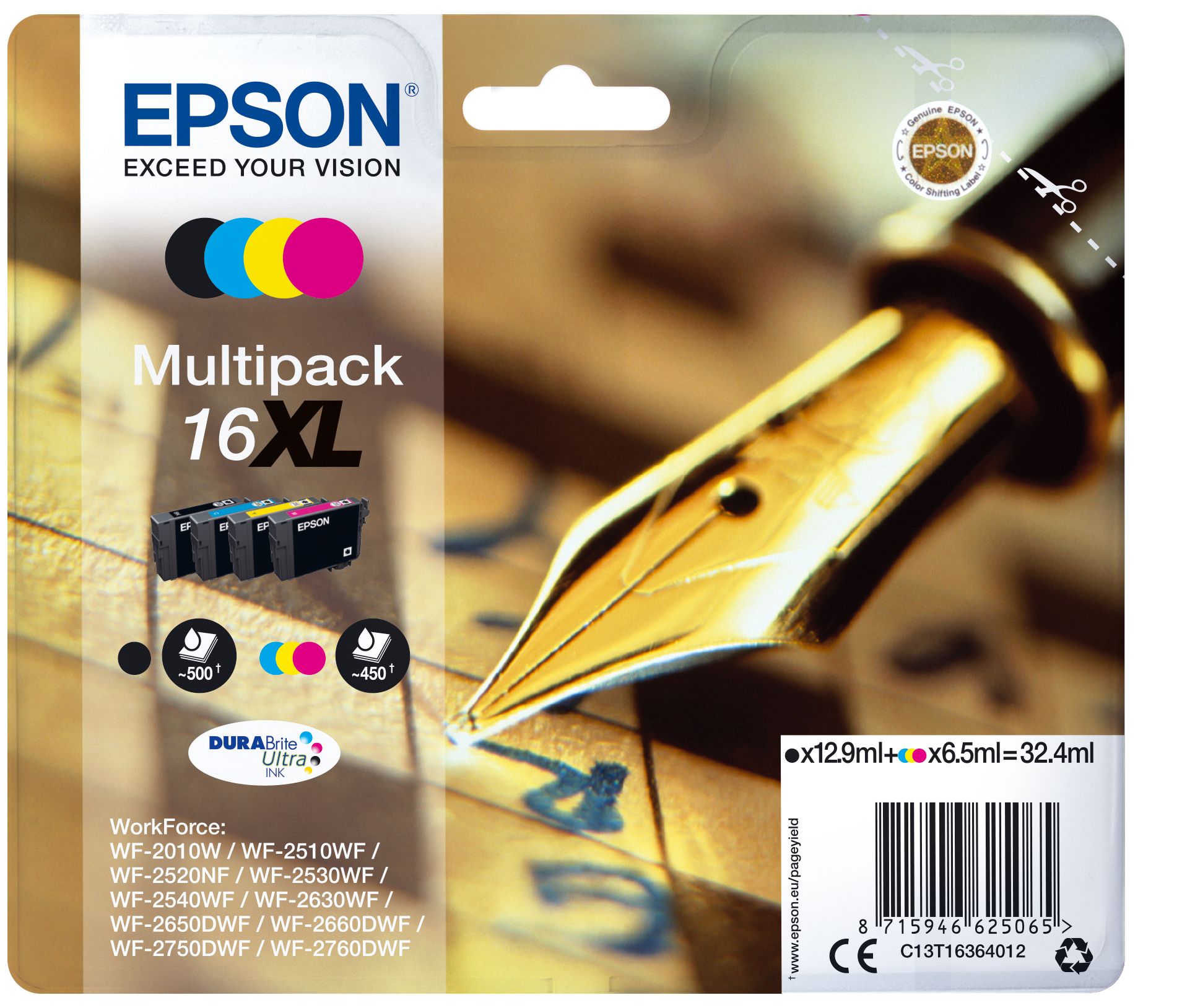 Epson 16XL Series Ink Cartridge Multipack - Black, Cyan, Magenta, Yellow
