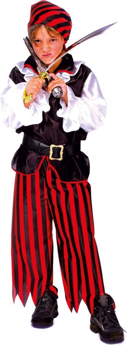 Funny Fashion Verkleedpak Piraat Jongen Zwarthart 116 - Polyester - EAN: 8712364263824