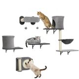 PawHut Kattenplankenset - Spaanplaat, Pluche - 84x30x87cm - Grijs