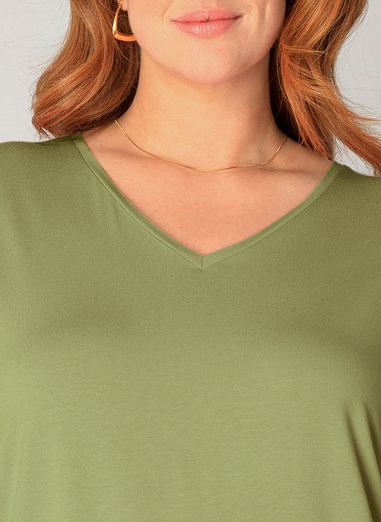 BASE LEVEL CURVY Alba T-Shirts - Green - maat 4(54/56)