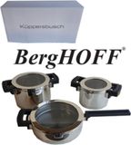 Berg Hoff set de casseroles Neo Glass 6 pièces fond triple couche 1,9/3,8/2,4 l argent trou de vapeur