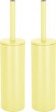 Spirella Luxe Toiletborstel in houder Cannes - 2x - geel - metaal - 40 x 9 cm - met binnenbak