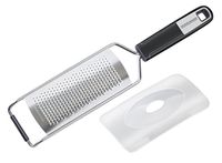 FACKELMANN SENSE 30 cm fijne handrasp met fijn en scherp raspoppervlak met mesbescherming, schaaf met antislip soft-touch handgreep (zilver/zwart) Hoeveelheid: 1 stuk
