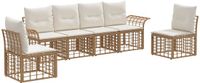 vidaXL - Buiten - bank - set - 6 - st - Natuurlijk - en - Crème - Wit - Polyester