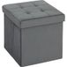 Pouf Coffre Ildefonso Velours Capitonné Pliable Gris Rangement Confortable