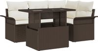 vidaXL Tuinbank - Set - 5 - st - Bruin - poly - rattan