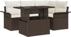 vidaXL Tuinbank - Set - 5 - st - Bruin - poly - rattan
