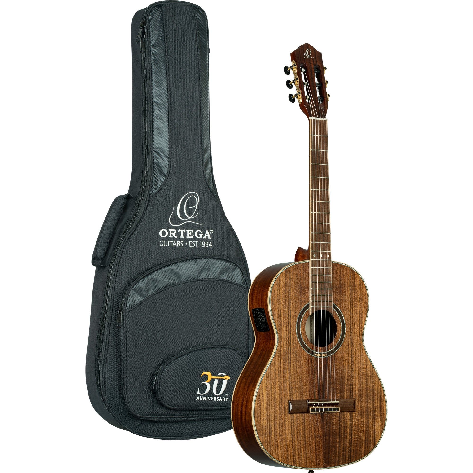 Ortega RE30TH-ACA 30th Anniversary Series - Elektrisch-akoestische klassieke gitaar met gigbag