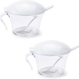 Merkloos / Sans marque Plastic Forte Suikerpotje - 10x - met lepeltje - kunststof - 320 ml - transparant - 15 cm