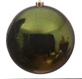 Decoris Kerstbal - donkergroen - groot - 20 cm - kunststof - glans - kerstversiering