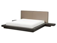 Beliani ZEN - Tweepersoonsbed - Donkerbruin/Taupe - 160 x 200 cm - MDF