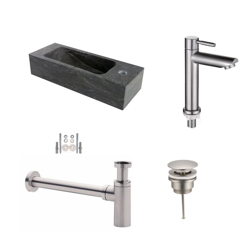 Badkamerplanet Fonteinset Hardstenen Slim 17x45x10 cm - Kraangat Links