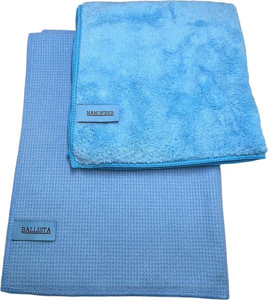 Ballista Ramenset - Droogdoek 45x60cm + Nanofiber 40x40cm - Blauw - 2 Stuks