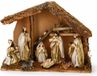 Merkloos / Sans marque Kaemingk B.V. Complete kerststal - 39 x 19 x 28 cm - met 8 kerstfiguren beelden - kerstdecoratie stal