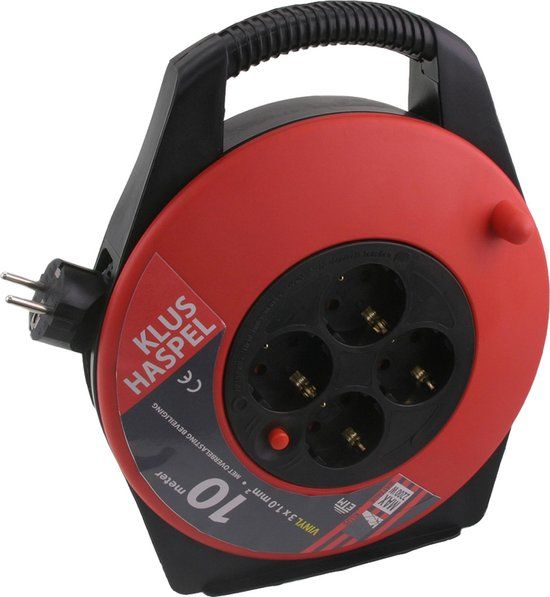 ETM Kabelbox - 10m - 4 Outlets - Black/Red