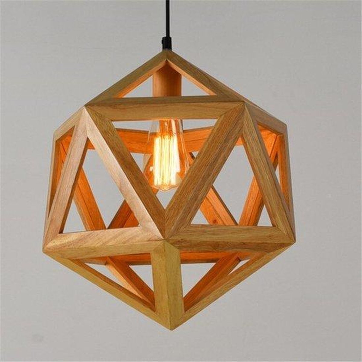 Groenovatie Houten Design Hanglamp - E27 Fitting - 40x40cm - Naturel