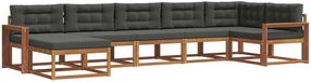vidaXL - Hoek loungeset - 7 zitplaatsen - Acacia hout - Natuurlijk en antraciet