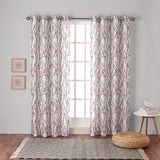 Exclusive Home Takken Linnen Blend Tule Top Gordijn Paneel Paar, 54X84, Bordeaux