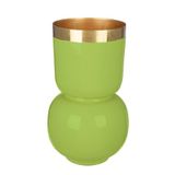 GILDE Vaas Roro - metaal - groen glanzend - hoogte 31cm x Ø 18cm - bloemenvaas