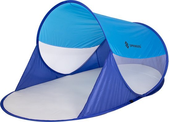 springos Strandtent | Pop-Up Strandtent | UV Filter | Inclusief Draagtas | 120 x 200 cm | Blauw