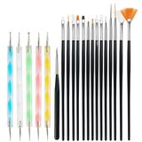 20 stuks nagelkwastenset met dotting tool, penseel voor gelnagels, nail art kwastenset, penseel nageldesign