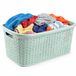 Excellent Houseware Panier à linge - 35 litres - rotin - vert clair - plastique - 53 x 36 x 26 cm