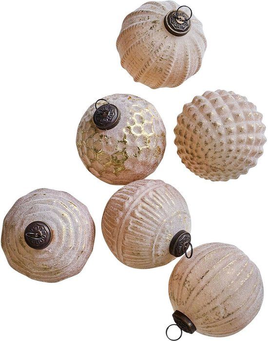 LOBERON Kerstbal set van 6 Eirelyn crème/goudkleurig