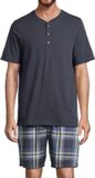 Schiesser Heren pyjama Night & Home donkerblauw