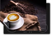 Chefcare Inductie Beschermer Kopje Koffie in een Hartje met Koffiebonen - 75x50 cm - Multicolor