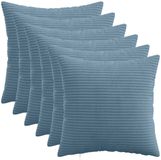 vidaXL Kussensloop 6 pcs HEERLEN Blauw 40 x 40 cm corduroy