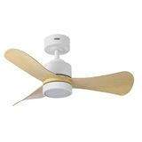 Eden pulse Ventilator, wit/beuken, 18 W, 1900 lm, 3 vleugels 91D, 3 instelbare temperaturen, afstandsbediening, 35/50 x 91 x 91 cm